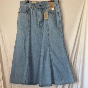 Levi's Light Blue Flared Denim Maxi Skirt